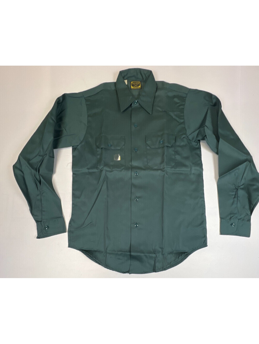 VTG Washington Dee Cee Vintage Men 15 L Made In USA Work Shirt Green Poly Cotton